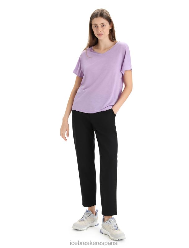 Icebreaker mujer top reversible de manga corta merino drayden 0V2J0676 ropa mirada morada