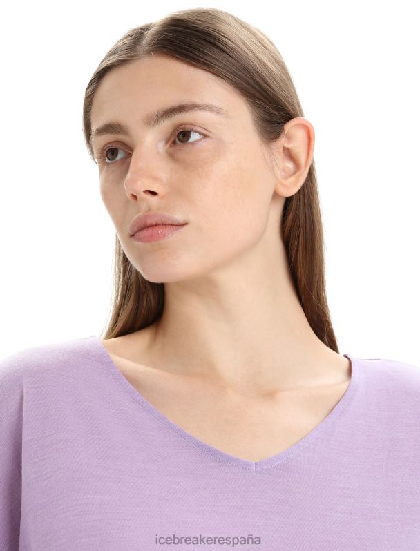 Icebreaker mujer top reversible de manga corta merino drayden 0V2J0676 ropa mirada morada