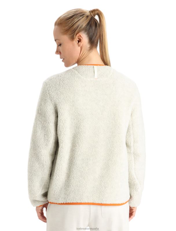 Icebreaker mujer Cárdigan de manga larga con cremallera y pelo alto de merino realfleece 0V2J0873 ropa crudo jaspeado/flash