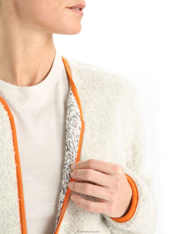 Icebreaker mujer Cárdigan de manga larga con cremallera y pelo alto de merino realfleece 0V2J0873 ropa crudo jaspeado/flash