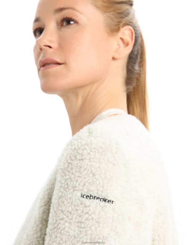 Icebreaker mujer Cárdigan de manga larga con cremallera y pelo alto de merino realfleece 0V2J0873 ropa crudo jaspeado/flash