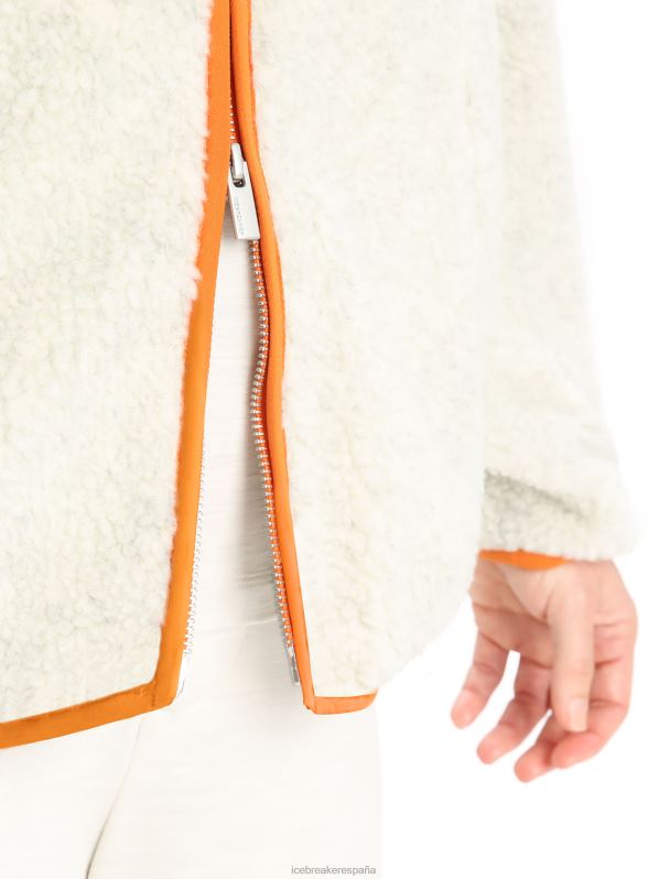 Icebreaker mujer Cárdigan de manga larga con cremallera y pelo alto de merino realfleece 0V2J0873 ropa crudo jaspeado/flash