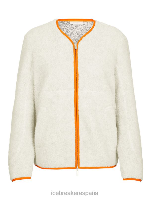 Icebreaker mujer Cárdigan de manga larga con cremallera y pelo alto de merino realfleece 0V2J0873 ropa crudo jaspeado/flash