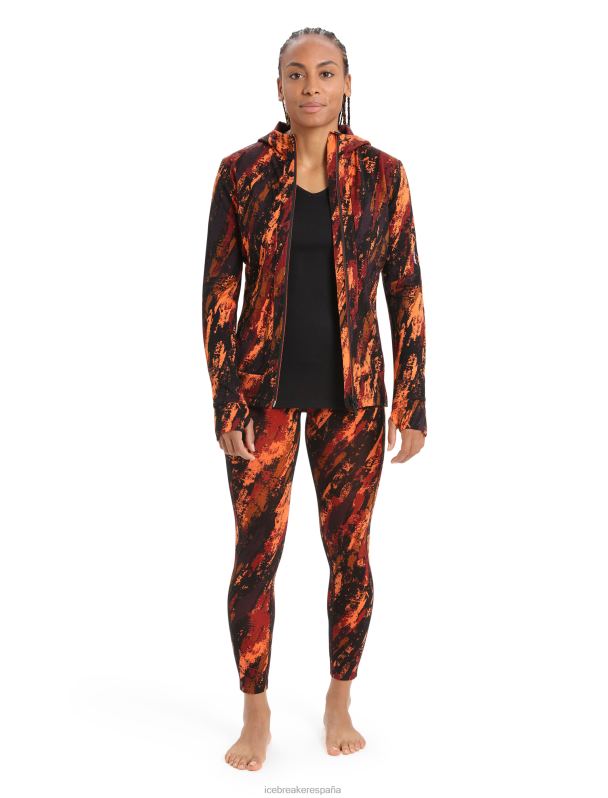 Icebreaker mujer Chaqueta sedimentaria con capucha y cremallera de manga larga Merino Quantum III 0V2J0861 ropa cereza/flash