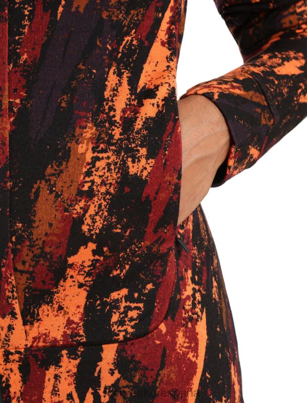 Icebreaker mujer Chaqueta sedimentaria con capucha y cremallera de manga larga Merino Quantum III 0V2J0861 ropa cereza/flash