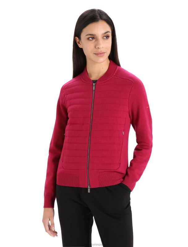 Icebreaker mujer City Label Zoneknit chaqueta bomber de punto con aislamiento de merino 0V2J0879 ropa cereza