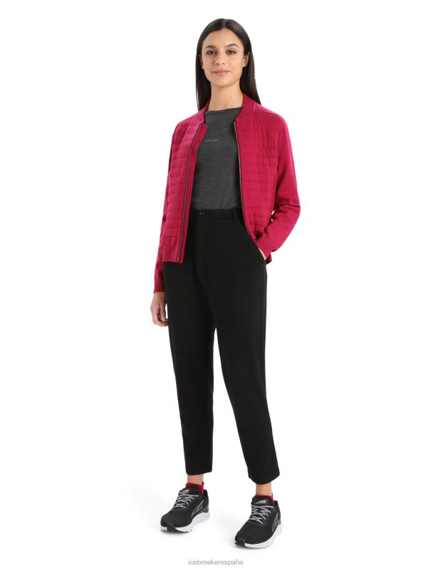 Icebreaker mujer City Label Zoneknit chaqueta bomber de punto con aislamiento de merino 0V2J0879 ropa cereza
