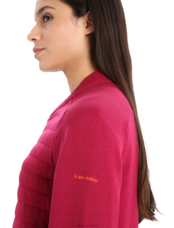 Icebreaker mujer City Label Zoneknit chaqueta bomber de punto con aislamiento de merino 0V2J0879 ropa cereza