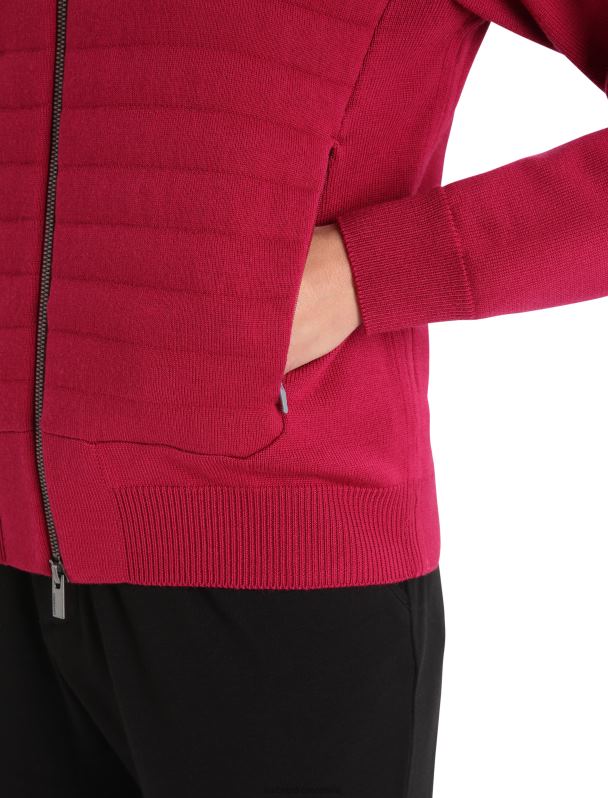 Icebreaker mujer City Label Zoneknit chaqueta bomber de punto con aislamiento de merino 0V2J0879 ropa cereza