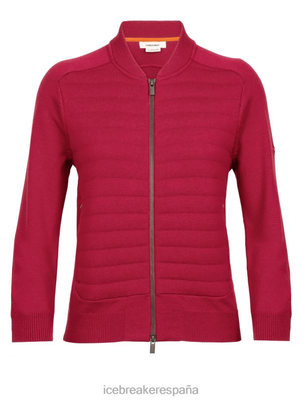 Icebreaker mujer City Label Zoneknit chaqueta bomber de punto con aislamiento de merino 0V2J0879 ropa cereza
