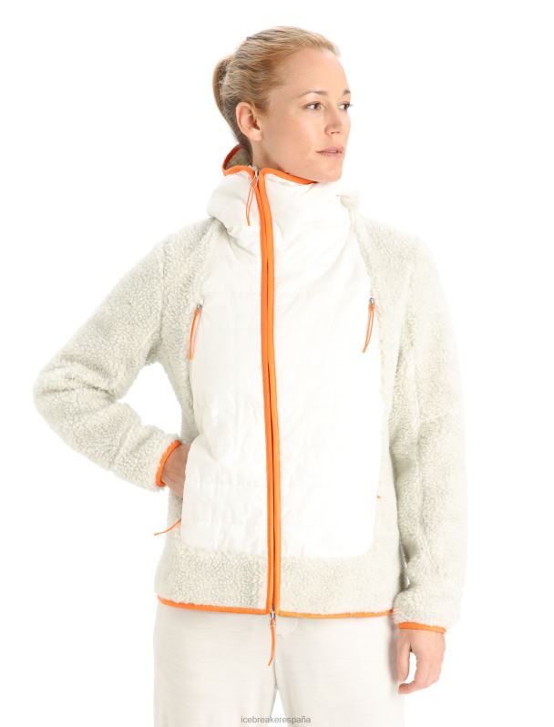 Icebreaker mujer Realfleece merino capucha de manga larga con cremallera y pelo alto 0V2J0876 ropa crudo jaspeado/nieve