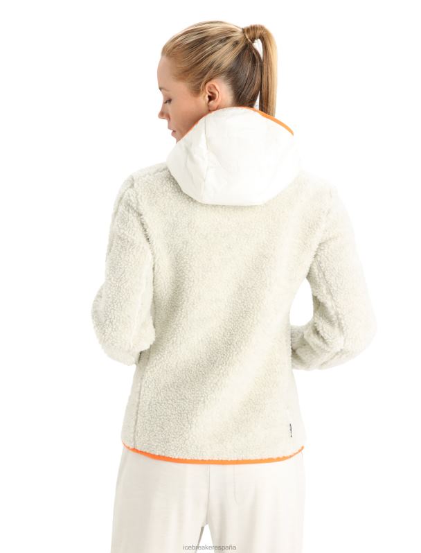 Icebreaker mujer Realfleece merino capucha de manga larga con cremallera y pelo alto 0V2J0876 ropa crudo jaspeado/nieve