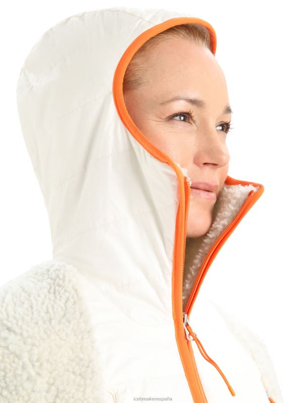Icebreaker mujer Realfleece merino capucha de manga larga con cremallera y pelo alto 0V2J0876 ropa crudo jaspeado/nieve
