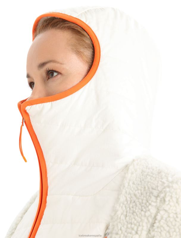 Icebreaker mujer Realfleece merino capucha de manga larga con cremallera y pelo alto 0V2J0876 ropa crudo jaspeado/nieve