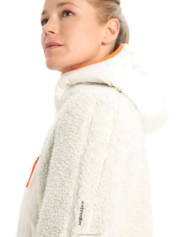 Icebreaker mujer Realfleece merino capucha de manga larga con cremallera y pelo alto 0V2J0876 ropa crudo jaspeado/nieve