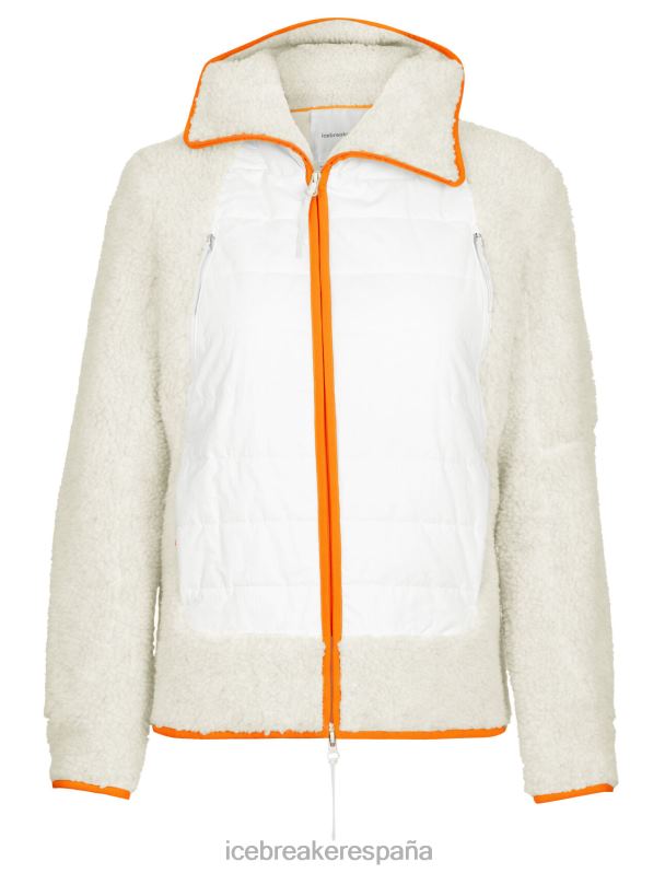 Icebreaker mujer Realfleece merino capucha de manga larga con cremallera y pelo alto 0V2J0876 ropa crudo jaspeado/nieve