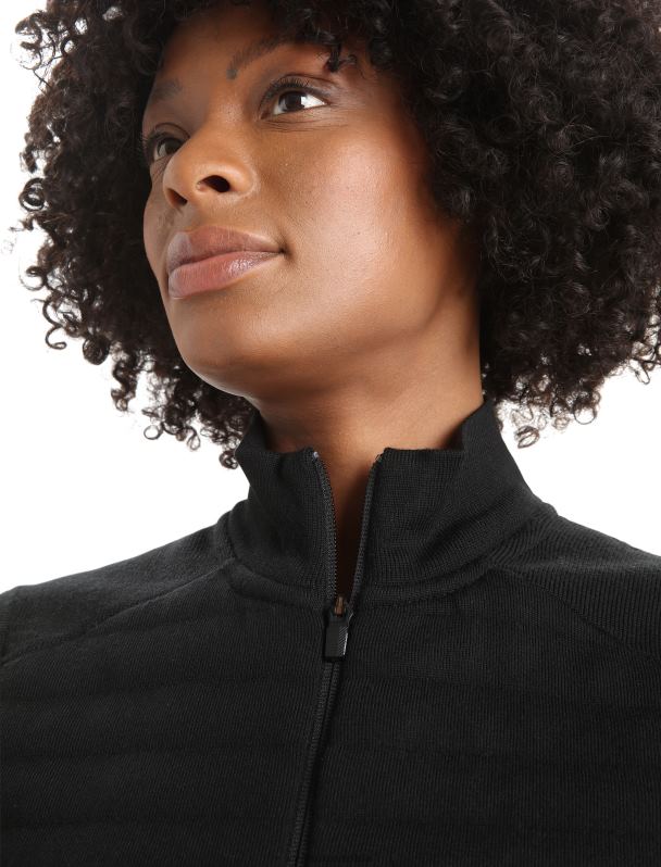 Icebreaker mujer chaleco aislante de merino Zoneknit 0V2J0684 ropa negro