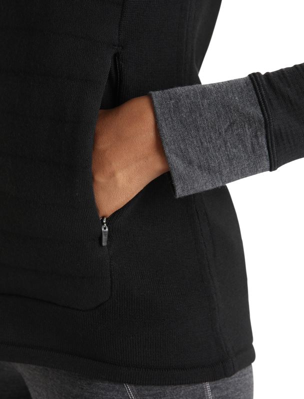 Icebreaker mujer chaleco aislante de merino Zoneknit 0V2J0684 ropa negro