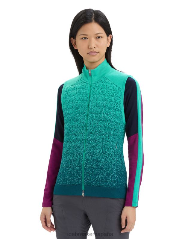 Icebreaker mujer chaleco aislante de merino Zoneknit en las profundidades 0V2J0682 ropa gloria fresca/verde