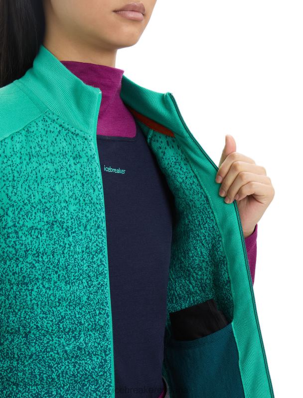 Icebreaker mujer chaleco aislante de merino Zoneknit en las profundidades 0V2J0682 ropa gloria fresca/verde