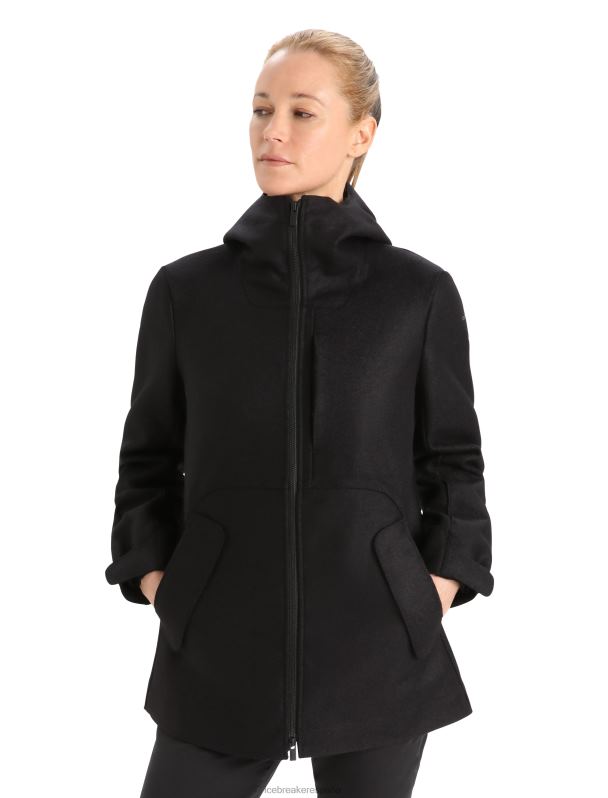 Icebreaker mujer chaqueta con capucha de lana merino 0V2J0814 ropa negro