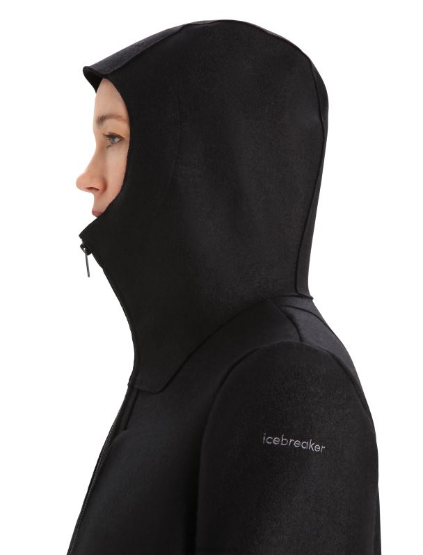 Icebreaker mujer chaqueta con capucha de lana merino 0V2J0814 ropa negro