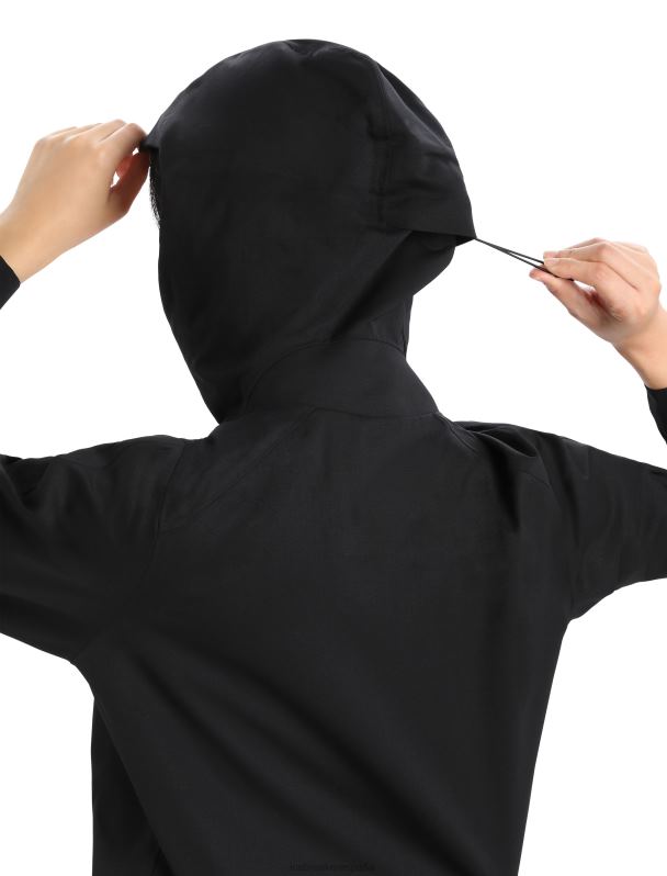 Icebreaker mujer chaqueta con capucha shell+ merino 0V2J0827 ropa negro