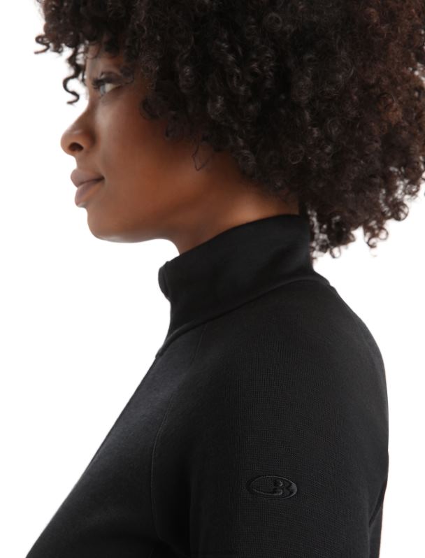 Icebreaker mujer chaqueta con cremallera de manga larga y elemento elemental de merino realfleece 0V2J0901 ropa negro