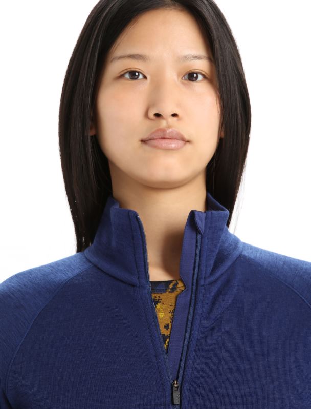Icebreaker mujer chaqueta con cremallera de manga larga y elemento elemental de merino realfleece 0V2J0902 ropa Marina Real