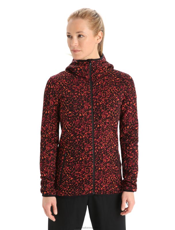Icebreaker mujer chaqueta merino elemental de manga larga con cremallera y capucha color liquen 0V2J0889 ropa Cerezo negro