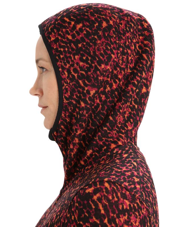 Icebreaker mujer chaqueta merino elemental de manga larga con cremallera y capucha color liquen 0V2J0889 ropa Cerezo negro