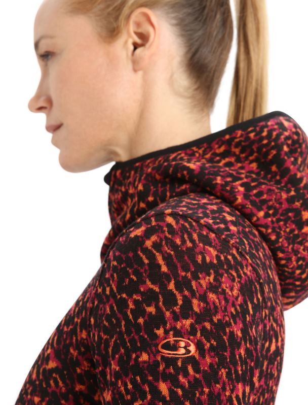 Icebreaker mujer chaqueta merino elemental de manga larga con cremallera y capucha color liquen 0V2J0889 ropa Cerezo negro