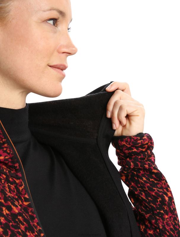 Icebreaker mujer chaqueta merino elemental de manga larga con cremallera y capucha color liquen 0V2J0889 ropa Cerezo negro