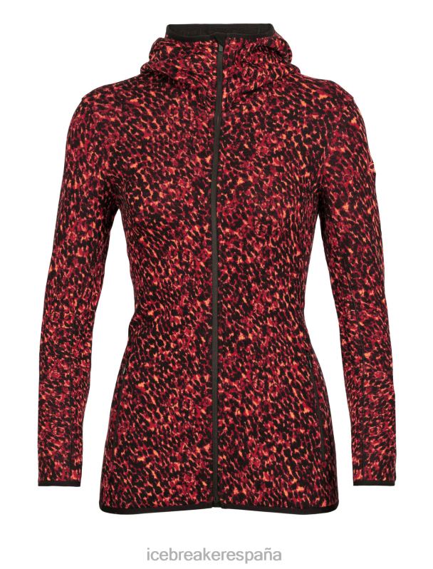 Icebreaker mujer chaqueta merino elemental de manga larga con cremallera y capucha color liquen 0V2J0889 ropa Cerezo negro