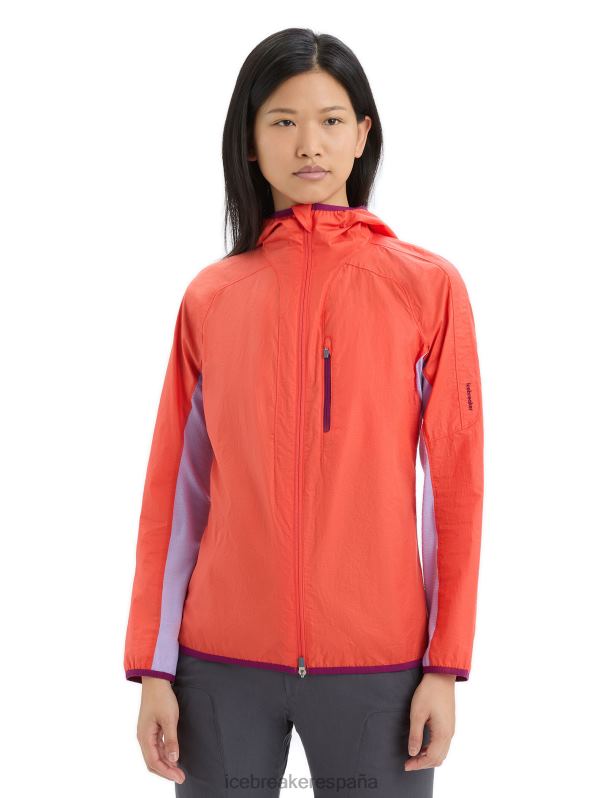 Icebreaker mujer cortavientos de algodón merino shell+ 0V2J0680 ropa mirada vibrante tierra/púrpura