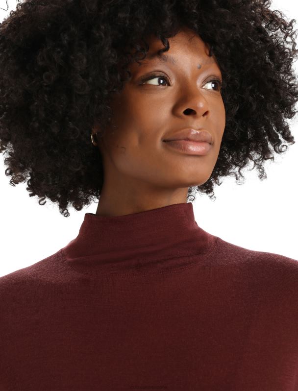 Icebreaker mujer body de manga larga con cuello alto de merino queens 0V2J0915 ropa Café exprés