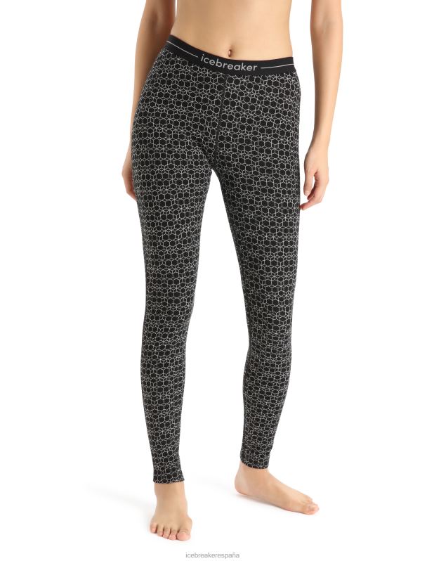 Icebreaker mujer Leggings térmicos Merino 250 Vertex Alpine Geo 0V2J0867 ropa nieve negra