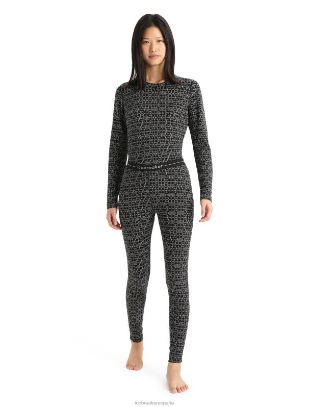 Icebreaker mujer Leggings térmicos Merino 250 Vertex Alpine Geo 0V2J0867 ropa nieve negra