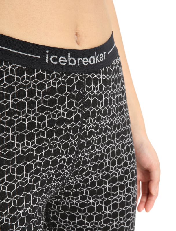 Icebreaker mujer Leggings térmicos Merino 250 Vertex Alpine Geo 0V2J0867 ropa nieve negra