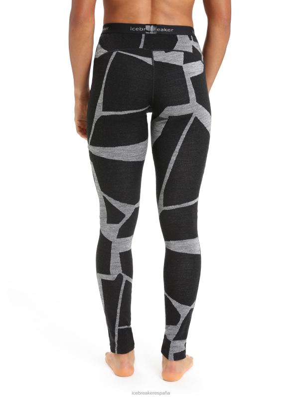 Icebreaker mujer Leggings térmicos Merino 250 Vertex paisajes fracturados 0V2J0843 ropa negro/jaspero azabache