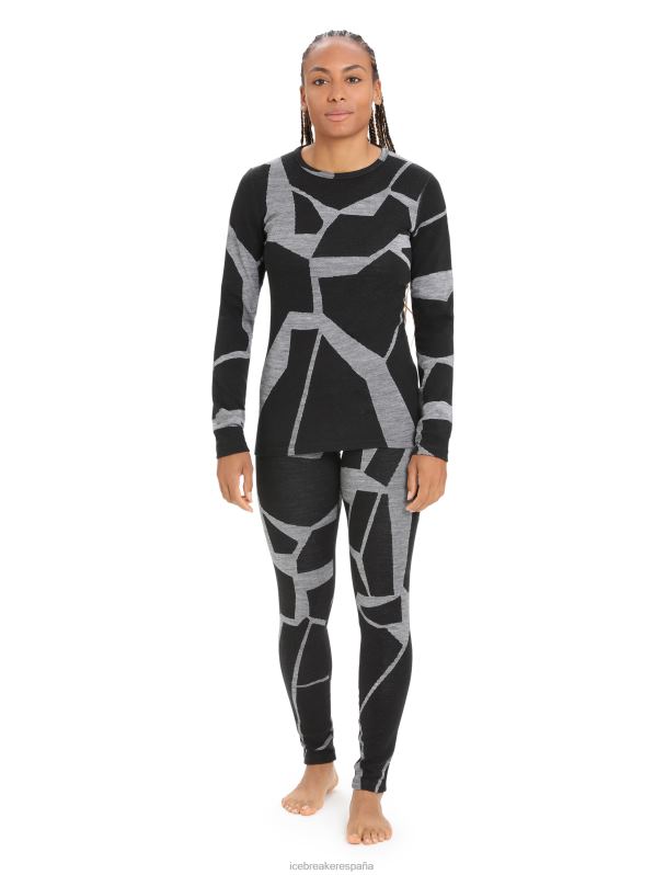 Icebreaker mujer Leggings térmicos Merino 250 Vertex paisajes fracturados 0V2J0843 ropa negro/jaspero azabache