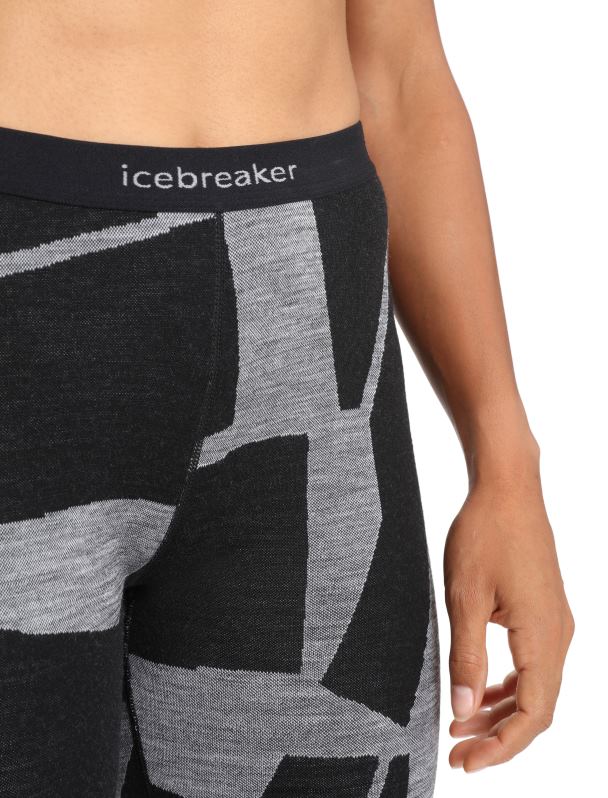 Icebreaker mujer Leggings térmicos Merino 250 Vertex paisajes fracturados 0V2J0843 ropa negro/jaspero azabache