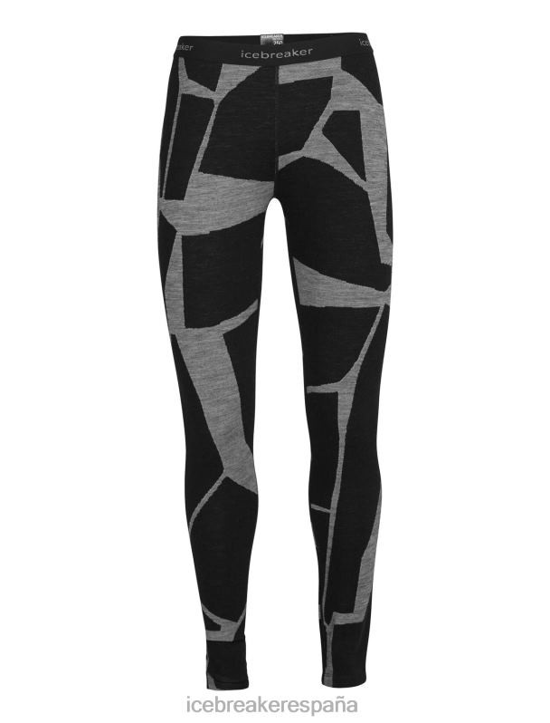 Icebreaker mujer Leggings térmicos Merino 250 Vertex paisajes fracturados 0V2J0843 ropa negro/jaspero azabache