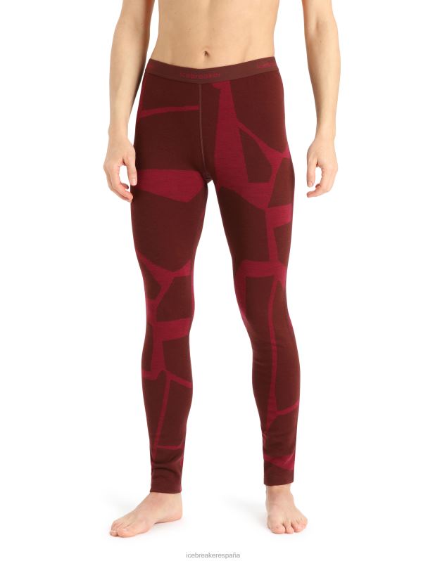 Icebreaker mujer Leggings térmicos Merino 250 Vertex paisajes fracturados 0V2J0844 ropa espresso/cereza