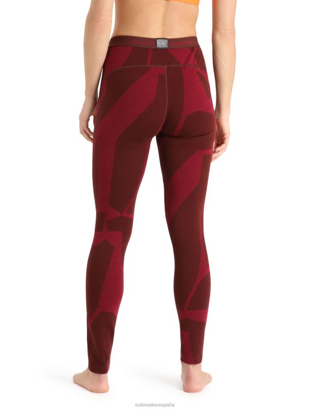 Icebreaker mujer Leggings térmicos Merino 250 Vertex paisajes fracturados 0V2J0844 ropa espresso/cereza