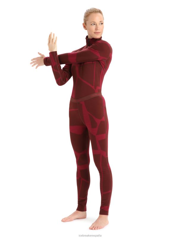 Icebreaker mujer Leggings térmicos Merino 250 Vertex paisajes fracturados 0V2J0844 ropa espresso/cereza