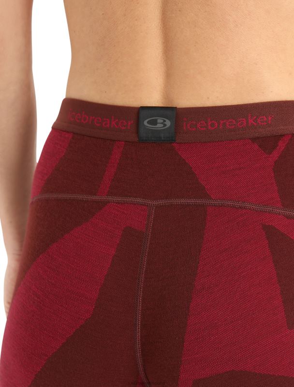 Icebreaker mujer Leggings térmicos Merino 250 Vertex paisajes fracturados 0V2J0844 ropa espresso/cereza