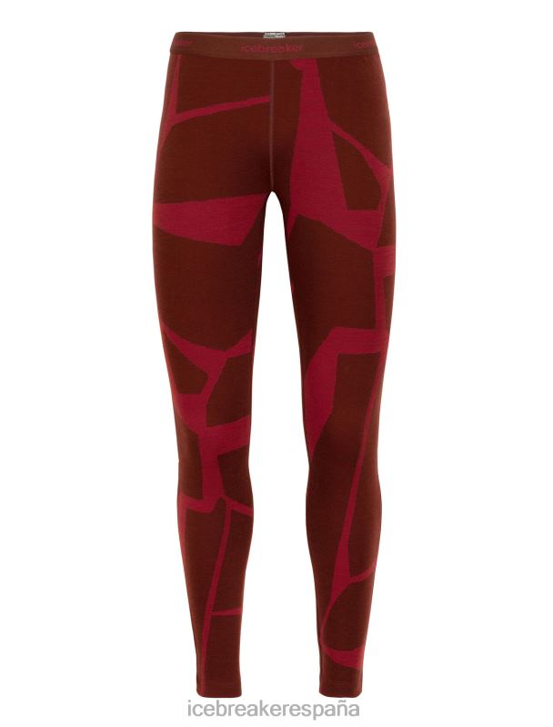 Icebreaker mujer Leggings térmicos Merino 250 Vertex paisajes fracturados 0V2J0844 ropa espresso/cereza