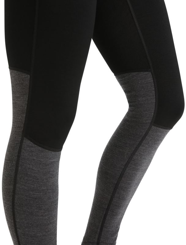 Icebreaker mujer Leggings térmicos de merino de punto 200 zonas 0V2J0582 ropa negro/jaspero azabache