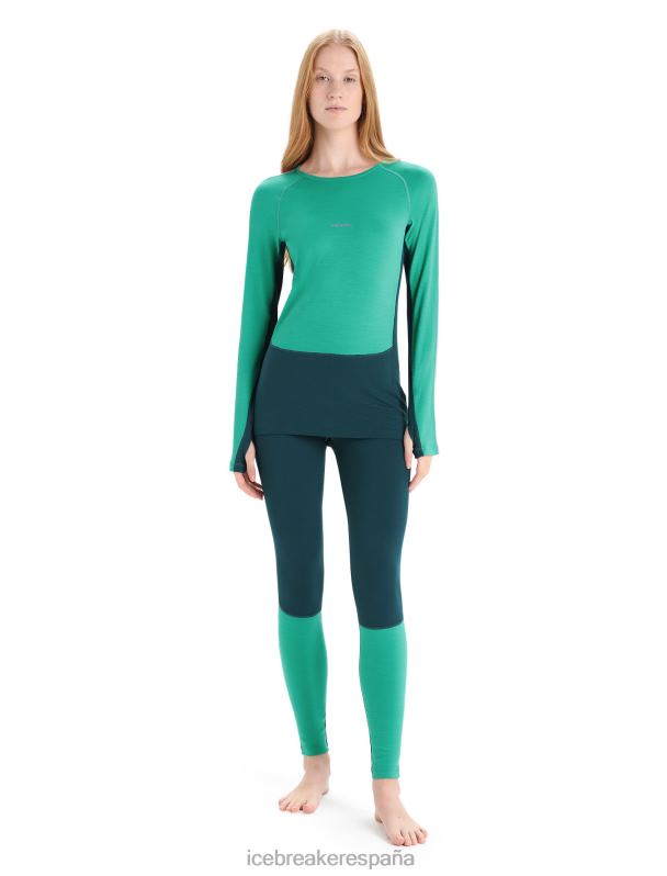 Icebreaker mujer Leggings térmicos de merino de punto 200 zonas 0V2J0583 ropa gloria verde/fresco